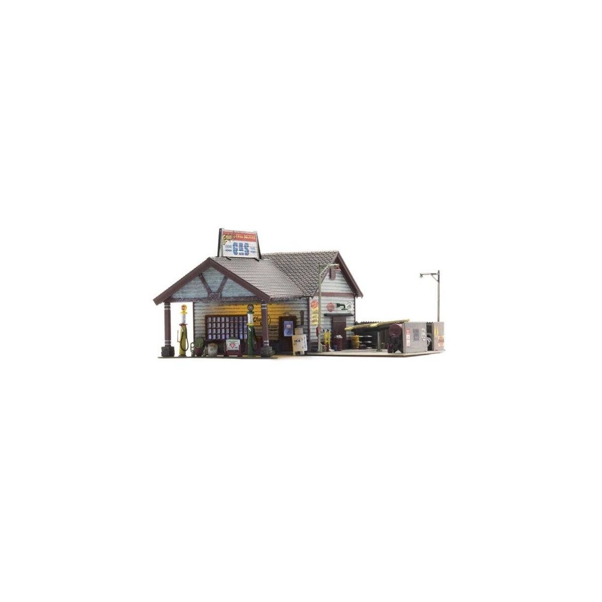 Built-&-Ready Landmark Structures(R) - Assembled -- Ethyl`s Gas & Service - 6-3/8 x 5-11/16` 16, HO, Woodland Scenics 5048