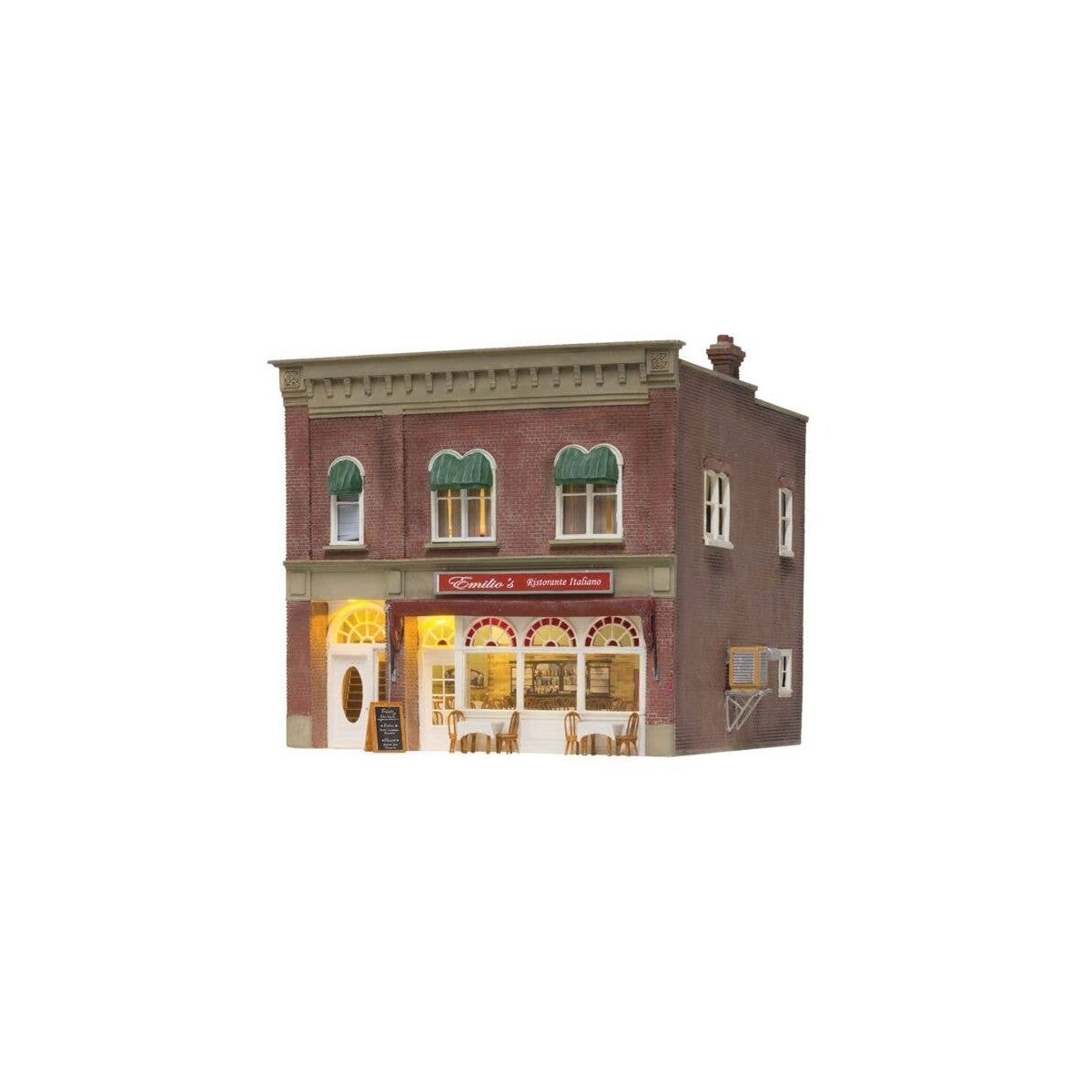 Emilio′s Italian Restaurant - Built-&-Ready(R) Landmark Structures(R) -- Assembled - 4-1/8 x 4-1, HO, Woodland Scenics 5055