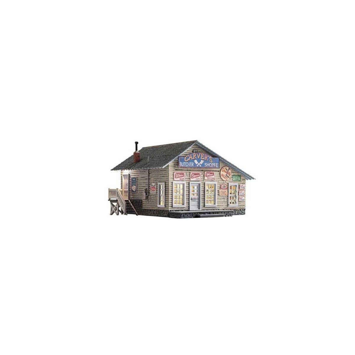 Built-&-Ready(R) - Assembled -- Carver′s Butcher Shoppe, HO, Woodland Scenics 5068