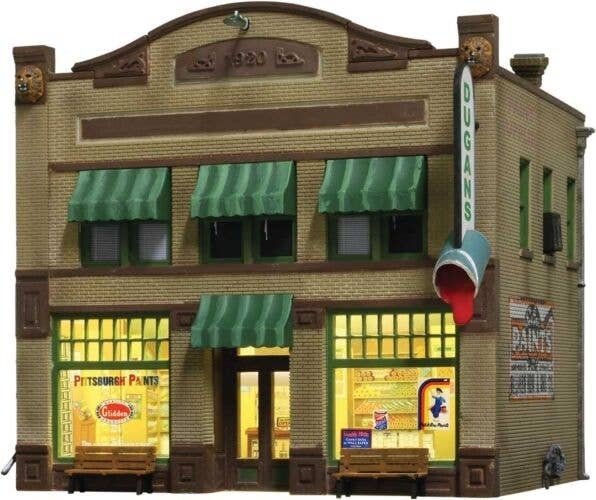 Dugan′s Paint Store - Built & Ready Landmark Structures(R) -- Assembled - 4-19/32 x 3-5/8 x 4-1/, HO, Woodland Scenics 5053