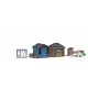 Garden - Summer Sheds -- Laser-Cut Kit - Set 2: 2 Sheds, Outhouse, 2 Woodpiles, Garden Details, HO, Busch Gmbh & Co Kg 1617