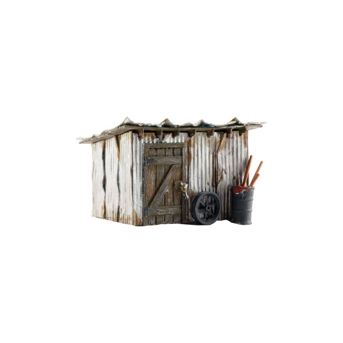 Tin Shack - Built-&-Ready(R) Landmark Structures(R) -- Assembled - 2-5/8 x 2-1/8 x 2-1/8′ 6.7 x , O, Woodland Scenics 5856