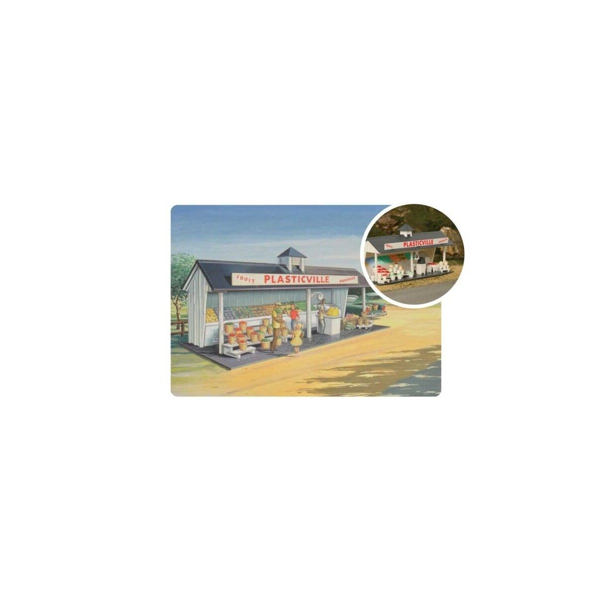 75th Anniversary Roadside Stand - Plasticville U.S.A.(R) -- Kit - 75th Anniversary Packaging, O, Bachmann Industries 45632