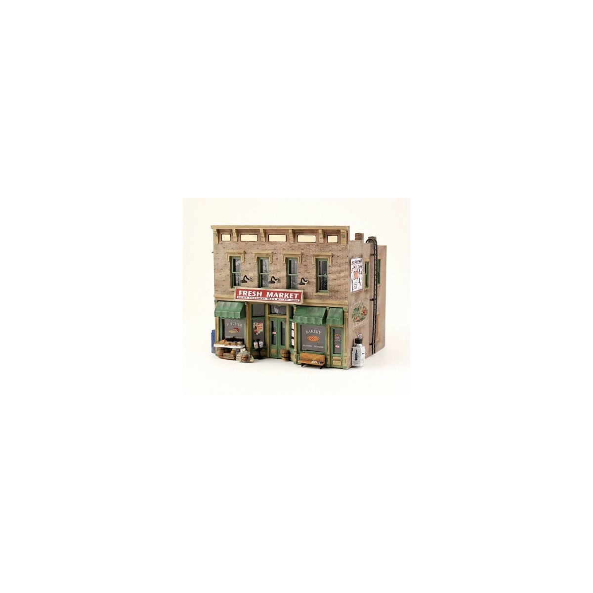 Fresh Market - Landmark Structures(R) -- Kit - 2-7/16 x 2′ 6.2 x 5.1cm, N, Woodland Scenics 5200