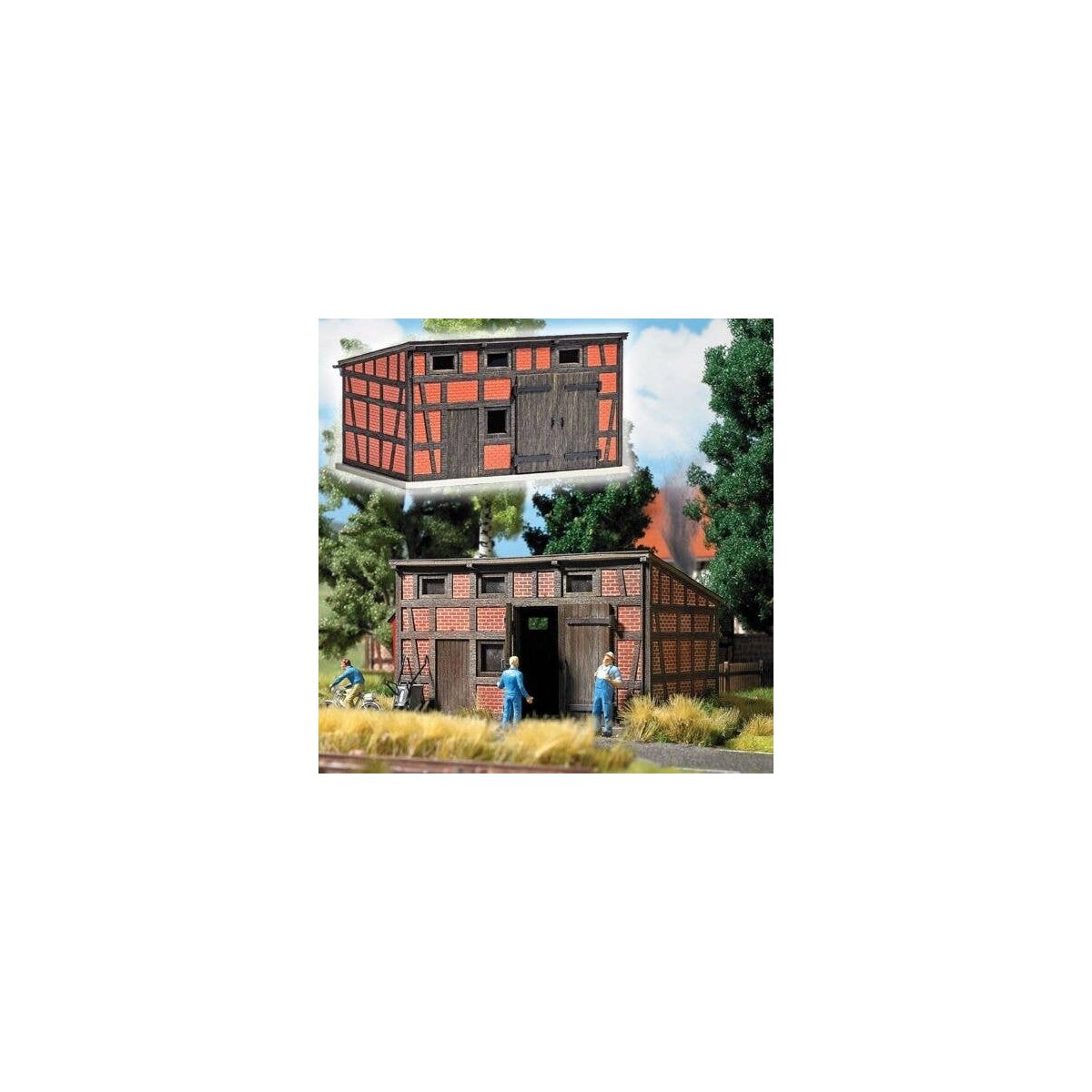 Half-Timbered Backyard Shed -- Laser-Cut Wood Kit - 1-13/16 x 1-1/4 x 1′ 4.6 x 3.2 x 2.6cm, N, Busch Gmbh & Co Kg 8209