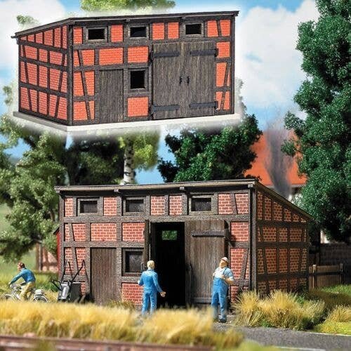Half-Timbered Backyard Shed -- Laser-Cut Wood Kit - 1-13/16 x 1-1/4 x 1′ 4.6 x 3.2 x 2.6cm, N, Busch Gmbh & Co Kg 8209
