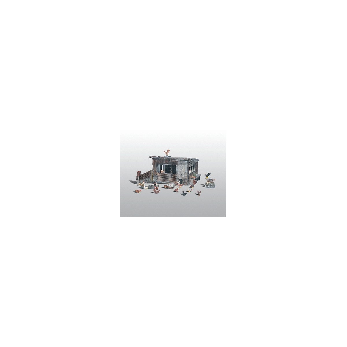 Scenic Details(R) -- Chicken Coop - Kit - 2-1/2 x 1′ 6.4 x 2.5cm, HO, Woodland Scenics 215