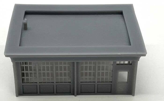 Single Door Garage with Floor and Glass -- Kit - Closed Door, N, Phoenix Precision Models 30805