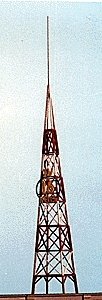 TV Broadcast Tower w/Assorted Station Numbers (Laser-Cut Wood Kit) -- 1` Square 2.5cm x 8` 20cm Tall, N, Blair Line 1516