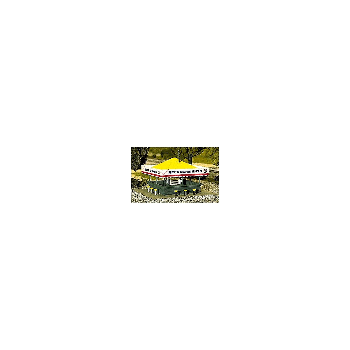 Refreshment Stand -- 3-3/8 x 4-1/4′ 8.4 x 10.7cm, HO, Atlas Model Railroad Co. 715