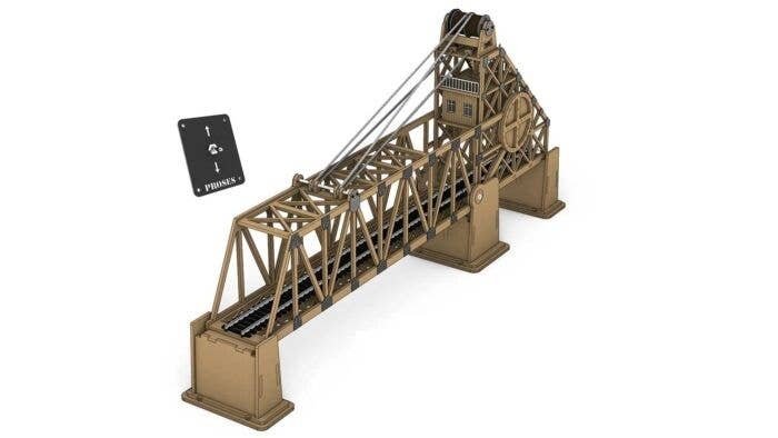 Motorized Drawbridge -- Laser-Cut Kit - Single Track, HO, Bachmann Industries 39126