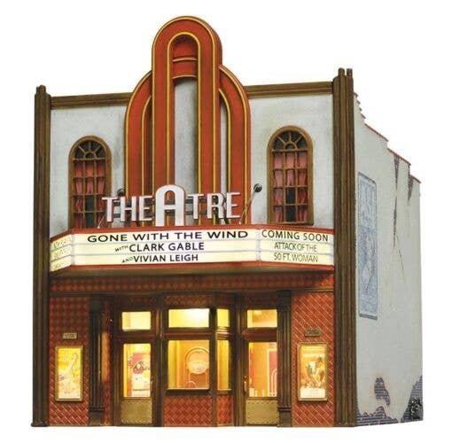Theatre w/Lights - Built & Ready Landmark Structures(R) -- Assembled - 7-17/32 x 9-1/4 x 9-11/64′, O, Woodland Scenics 5854