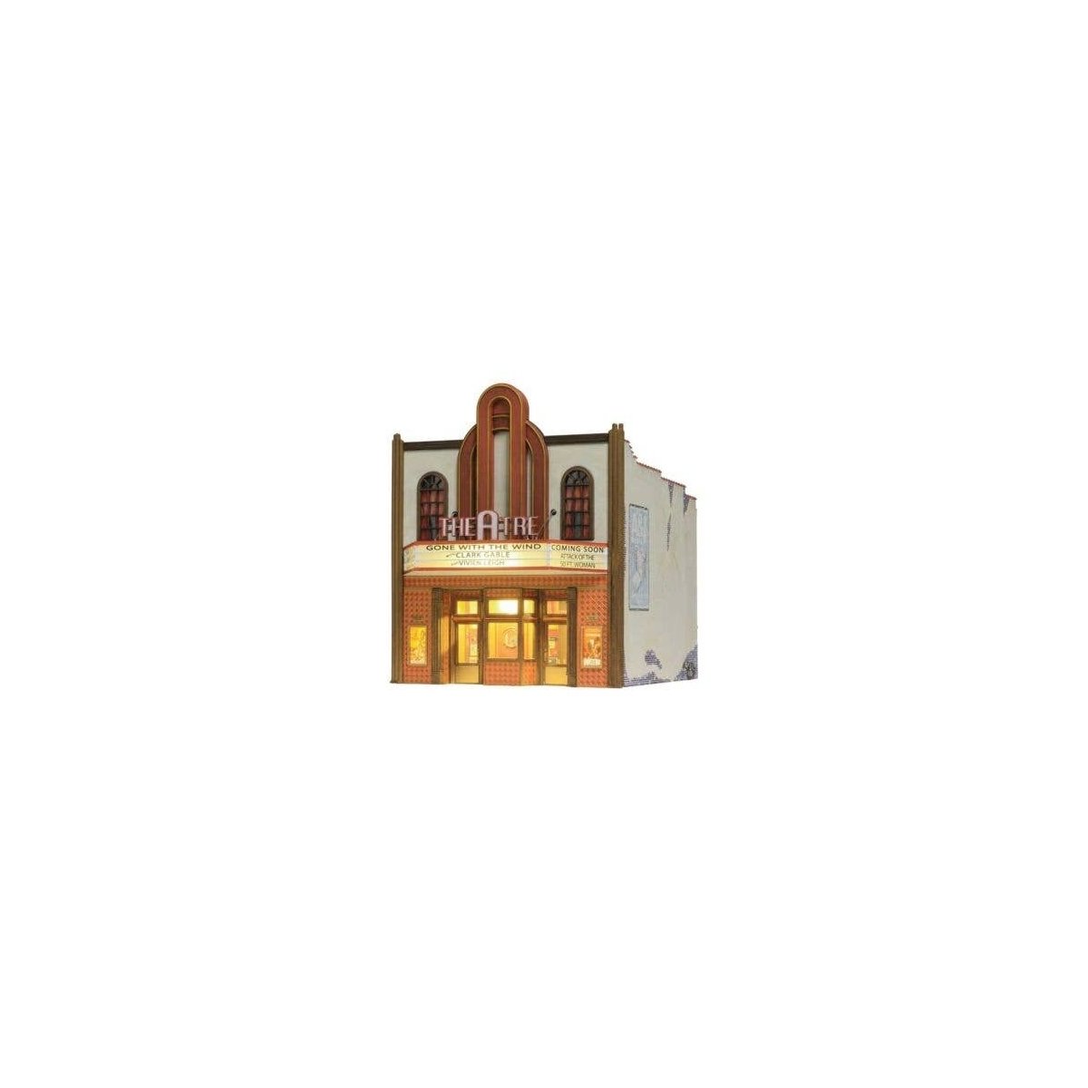 Theatre w/Lights - Built & Ready Landmark Structures(R) -- Assembled - 4-5/32 x 5-1/8 x 5-1/8′ , HO, Woodland Scenics 5054