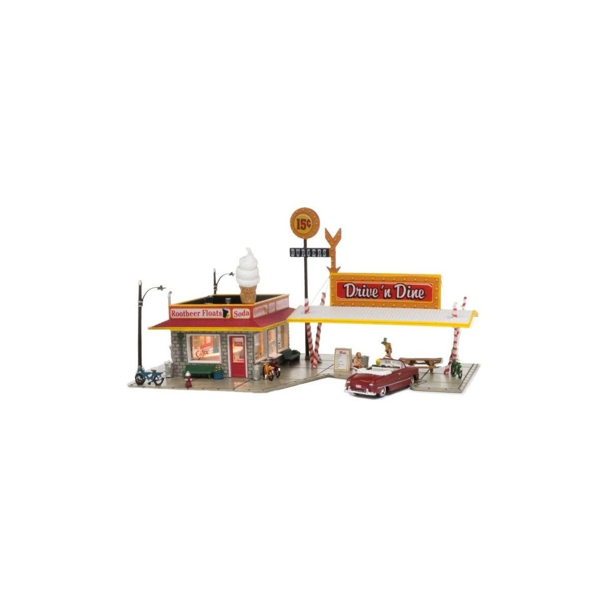 Built-&-Ready(R) Landmark Structures(R) - Assembled -- Drive n` Dine - 7-3/4 x 5-1/4` 19.7 x 13, HO, Woodland Scenics 5029