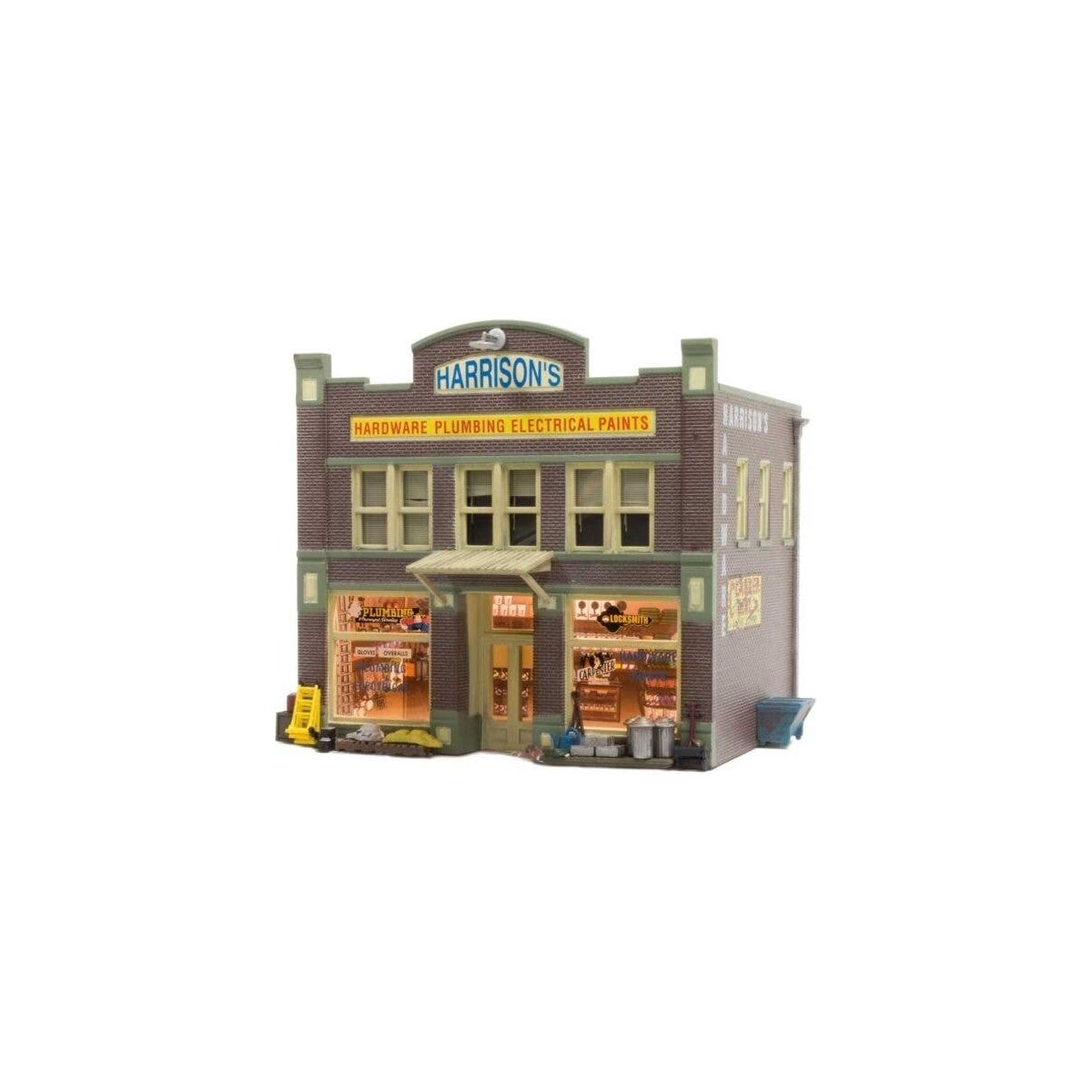 Harrison′s Hardware - Built-&-Ready Landmark Structures(R) -- Assembled - 4-19/32 x 3-5/8 x 4-1/, HO, Woodland Scenics 5022