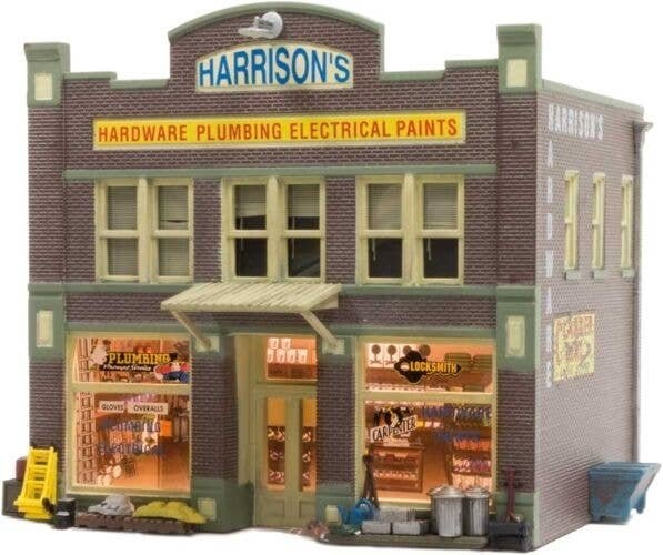 Harrison′s Hardware - Built-&-Ready Landmark Structures(R) -- Assembled - 4-19/32 x 3-5/8 x 4-1/, HO, Woodland Scenics 5022