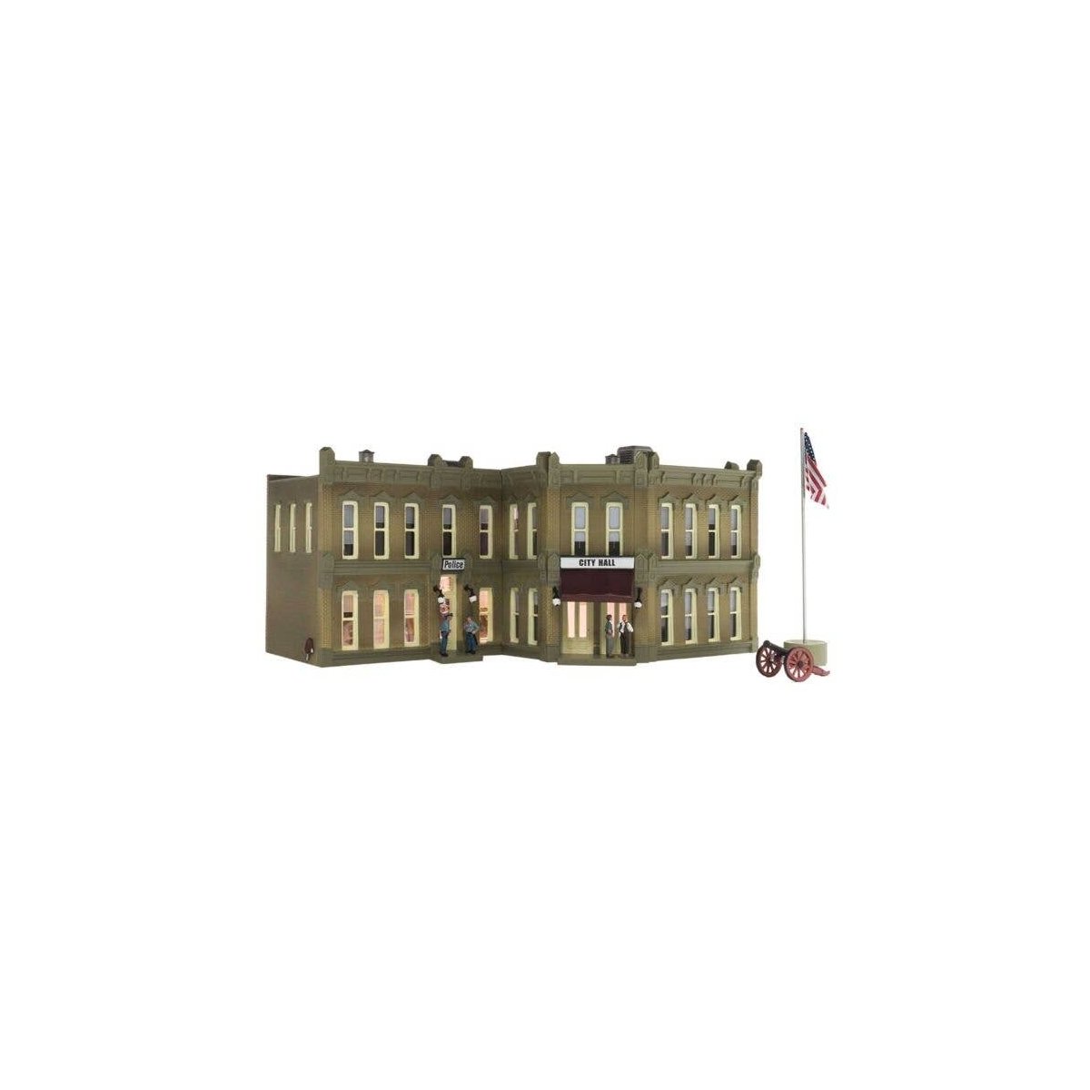 Municipal Building - Built-&-Ready Landmark Structures(R) w/Interior Light -- Assembled - 8-3/8 , HO, Woodland Scenics 5030