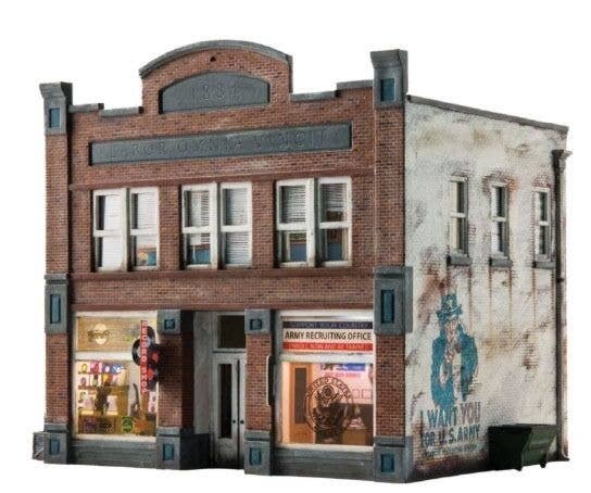 Built-&-Ready(R) Landmark Structures(R) - Assembled -- Records & Recruiting, HO, Woodland Scenics 5067