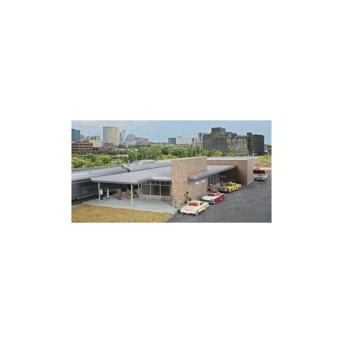 Modern Brick Santa Fe Station -- Kit - 21-13/16 x 8-1/16 x 3′ 55.5 x 20.4 x 7.6cm, HO, Walthers Cornerstone 4064