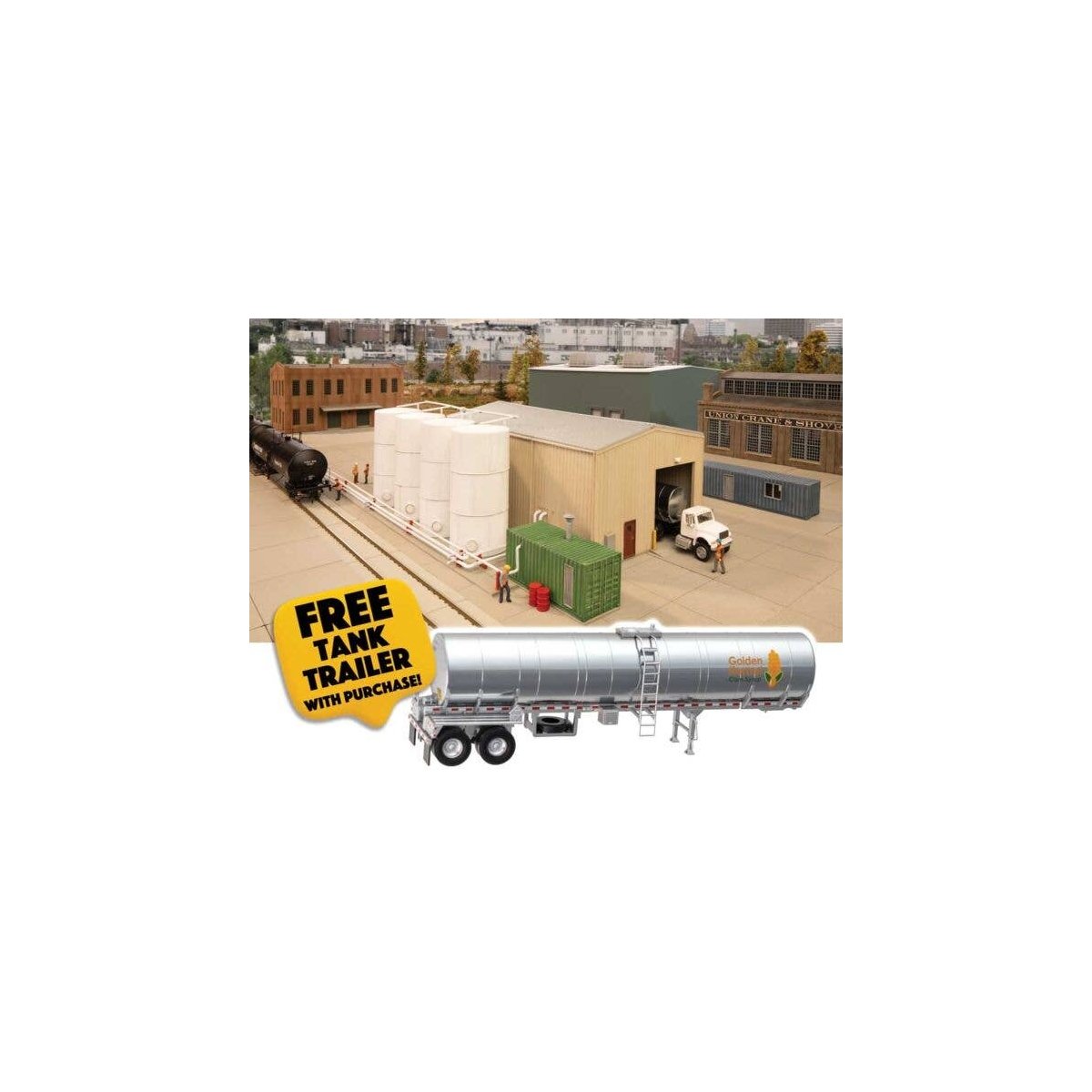 Corn Syrup Transfer - Transload Facility -- Kit with Free SceneMaster Tank Trailer, HO, Walthers Cornerstone B4181