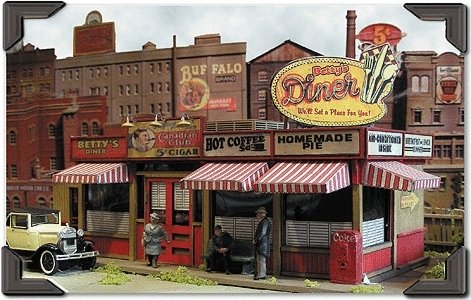 Sweaty Betty`s Diner -- Kit - 7 x 2-1/2` 17.8 x 6.4cm, HO, Bar Mills LLC 302