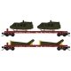 50′ Straight-Side Flatcar w/Helicopter Load 2-Pack - Ready to Run -- Santa Fe 95013, 95016 (red, Shock Control Markings), N, M