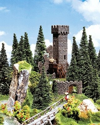 Castle Tower Ruins -- 5-11/16 x 3-1/8′ 14.5 x 8cm, HO, Faller Gmbh 130285