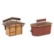 2 Christmas Market Stalls with Illuminated Christmas Tree -- Kit - 2 Stalls, Tree with Light String, HO, Faller Gmbh 134006