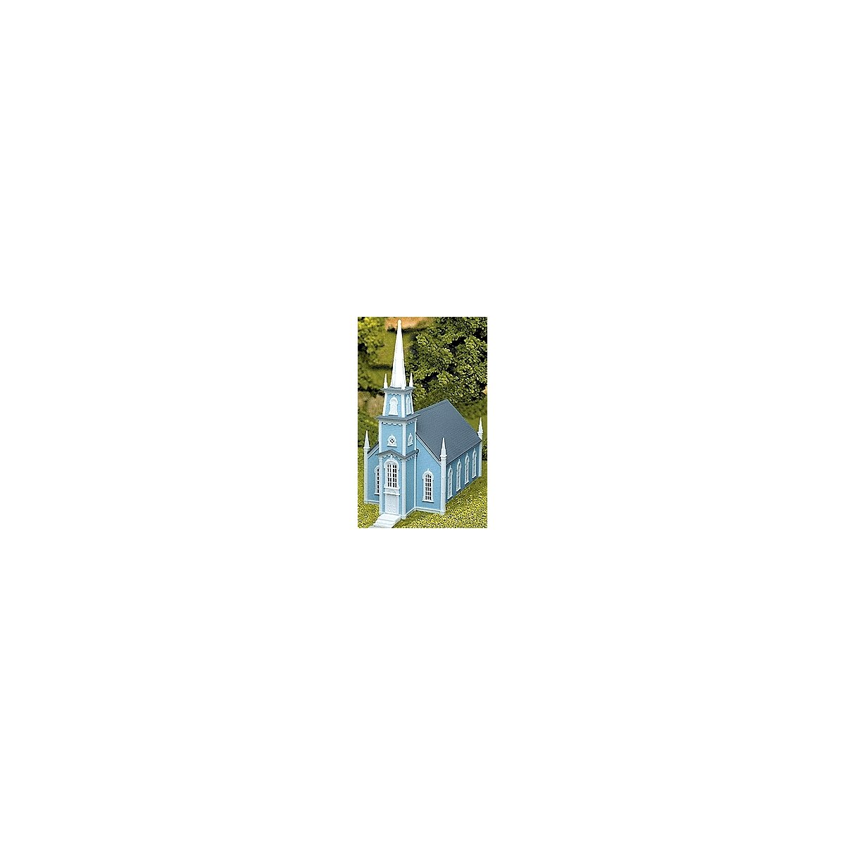 19th Century Church - Kit -- 9-1/2 x 4-3/4 x 10-3/4′ 23.8 x 11.9 x 26.9cm, HO, Atlas Model Railroad Co. 708