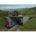 Modern Steel Highway Overpass with Concrete Sides -- Kit - 12-15/16 x 4-3/4′ 32.9 x 12cm, HO, Walthers Cornerstone 4567