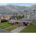Mid-Century Modern Home -- Kit - 9-7/16 x 5-5/32 x 1-15/16′ 23.9 x 13 x 4.9cm, HO, Walthers Cornerstone 4156