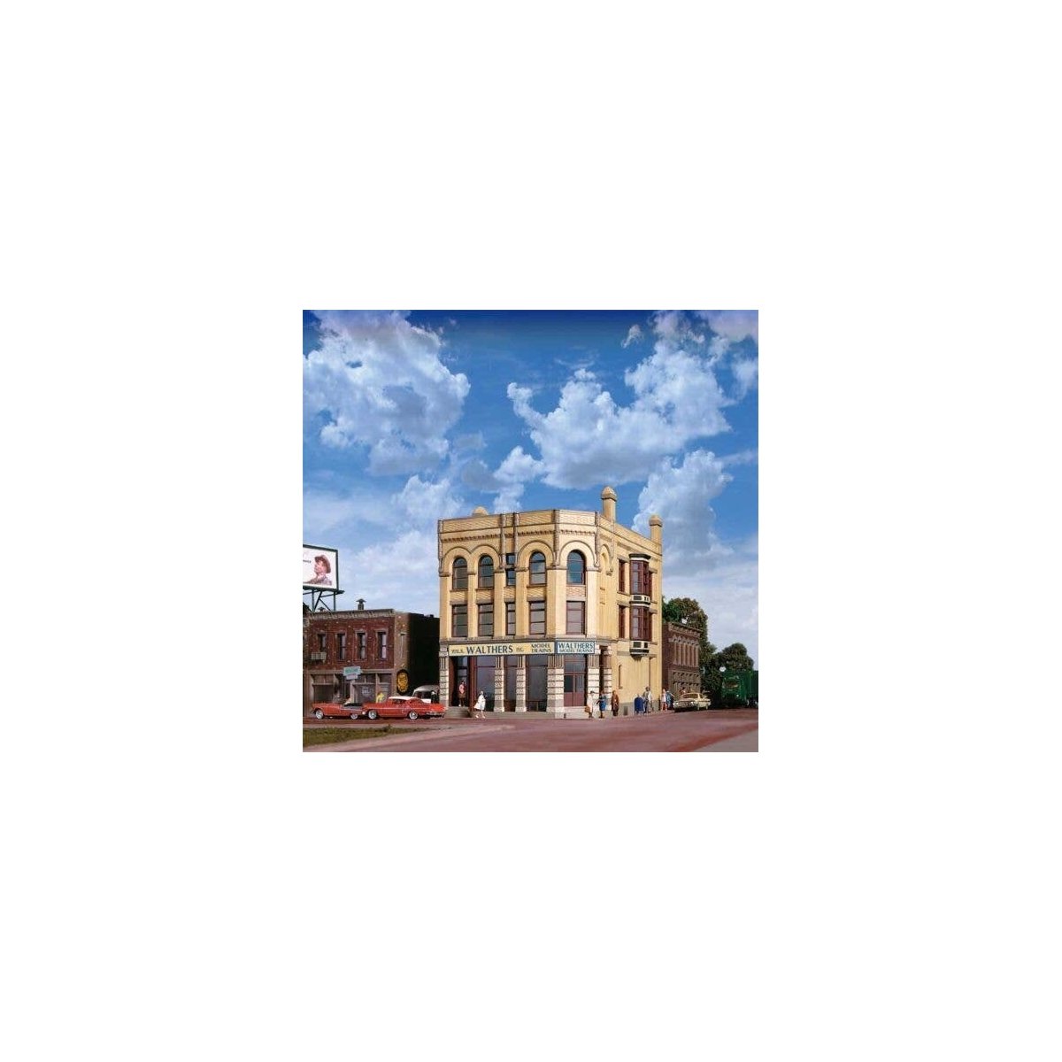 Walthers Water Street Building -- Kit - 7-3/4 x 4-3/4 x 7-1/8′ 19.4 x 11.9 x 17.8cm, HO, Walthers Cornerstone 4203