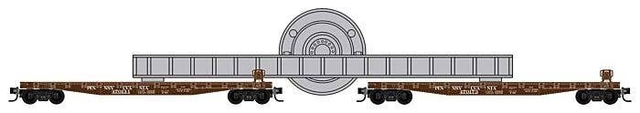 50′ Fishbelly-Side Flatcar 2-Pack w/Impeller Load - Ready to Run -- Pennsylvania Railroad 470131, 470173 (Tuscan), N, Micro Tr