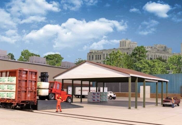 Open Air Intermodal Shed - Transload Facility -- Kit, HO, Walthers Cornerstone 4180