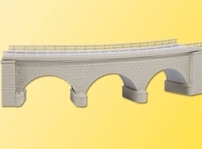Curved Stone Viaduct -- Gray Radius 2 220-228.5mm, 45 Degrees 7-1/4 x 1-1/2′ 18.1 x 3.8cm, N, Kibri 37662