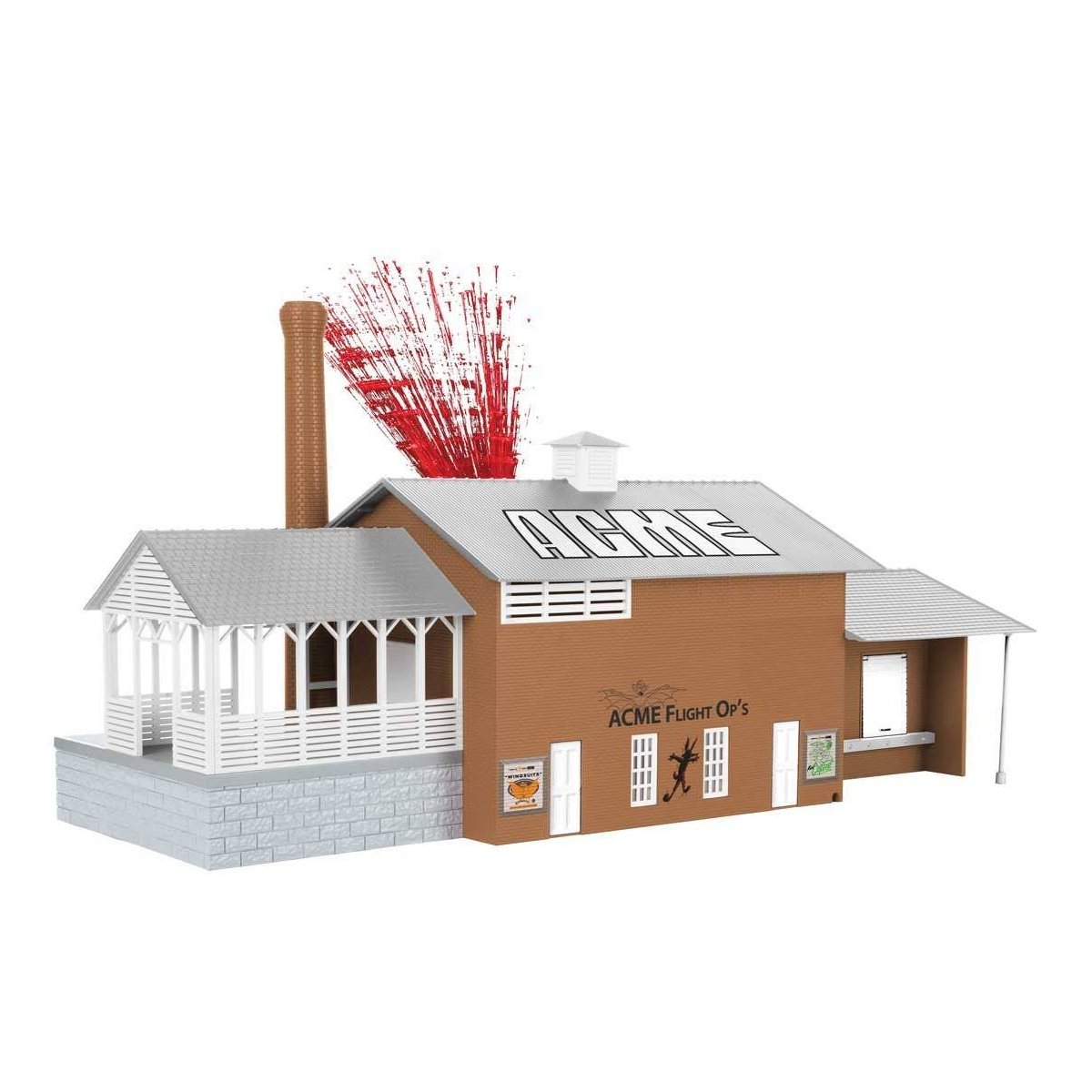 ACME Dynamite Factory with Simulated Fire & Smoke -- Assembled - 19-3/8 x 8-5/16 x 6-5/8′ 49.2 x 21.1 x, O, Lionel 2429020