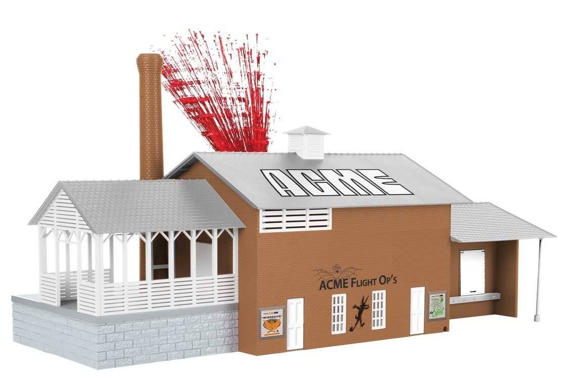 ACME Dynamite Factory with Simulated Fire & Smoke -- Assembled - 19-3/8 x 8-5/16 x 6-5/8′ 49.2 x 21.1 x, O, Lionel 2429020