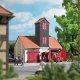 Jonaswalde Firehouse -- Laser-Cut Wood Kit - 4-1/16 x 2-7/8 x 4-1/16′ 10.3 x 7.3 x 10.4cm, HO, Busch Gmbh & Co Kg 1660