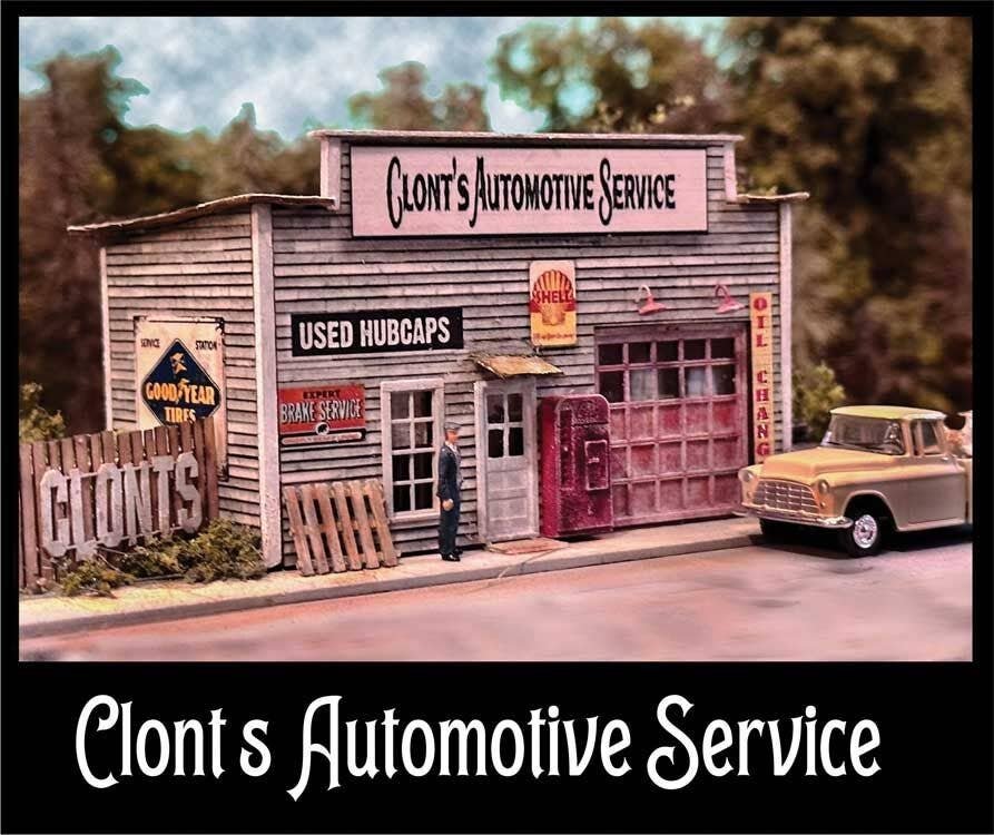 Clont′s Automotive -- Laser-Cut Wood Kit, HO, Bar Mills LLC 5012