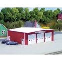 Fire Station -- Kit - Red 7 x 5-1/2′ 17.5 x 14cm, HO, Pikestuff 192