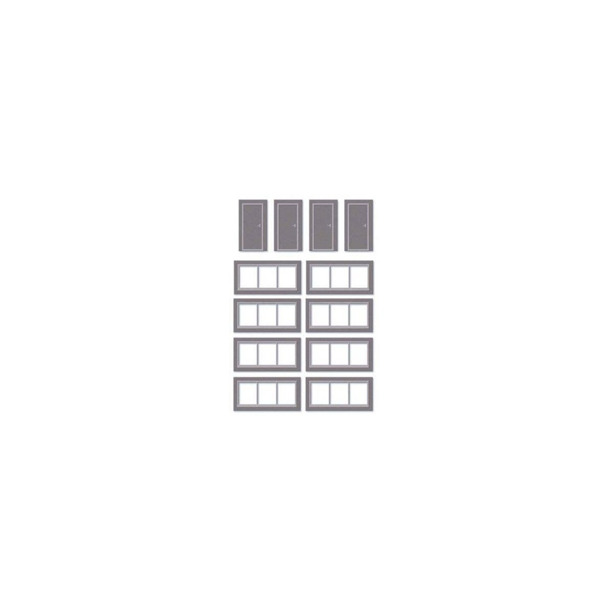 Doors & Windows Detail Pack - Wills -- Fits Concrete Industrial/Retail Building Made Using 552-SSM300, HO, Peco SSM314