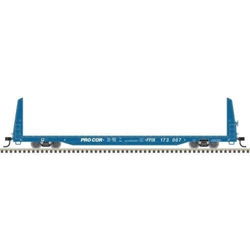 62′ Bulkhead Flatcar - Ready to Run -- Procor FFIX 173016 (dark blue), HO, Trainman 20007955