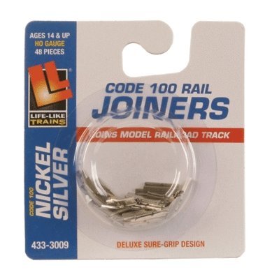 Rail Joiners pkg(48) -- Nickel Silver For Code 100 Track, HO, Life-Like Products 3009