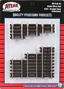 Code 83 Snap Track - Straight Sections -- 10-Piece Assortment - 2 Each: 3/4`, 1`, 1-1/4`,, HO, Atlas Model Railroad Co. 524