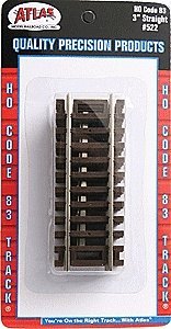 Code 83 Straight Snap-Track(R) -- 3′ 7.6cm pkg(4), HO, Atlas Model Railroad Co. 522