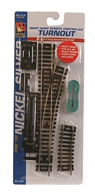 Remote-Controlled 18′ Radius Turnout - Code 100 - Nickel Silver -- Right Hand, HO, Life-Like Products 3002
