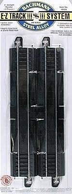 Straight Track w/Steel Rail & Black Roadbed - E-Z Track(R) -- 9′ Rerailer pkg(2), HO, Bachmann Industries 44428