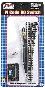 Code 80 No. 6 Remote Turnout (Switch) - Standard Line -- Right Hand, N, Atlas Model Railroad Co. 2705