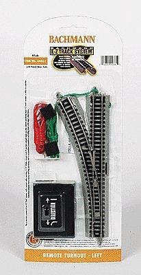 Remote Turnout w/Nickel Silver Rail & Gray Roadbed - E-Z Track(R) -- Left Hand - 11.25′ (28.6, N, Bachmann Industries 44861