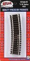 Code 83 Curved Snap Track -- 1/2 Section - 18′ Radius pkg(4), HO, Atlas Model Railroad Co. 533